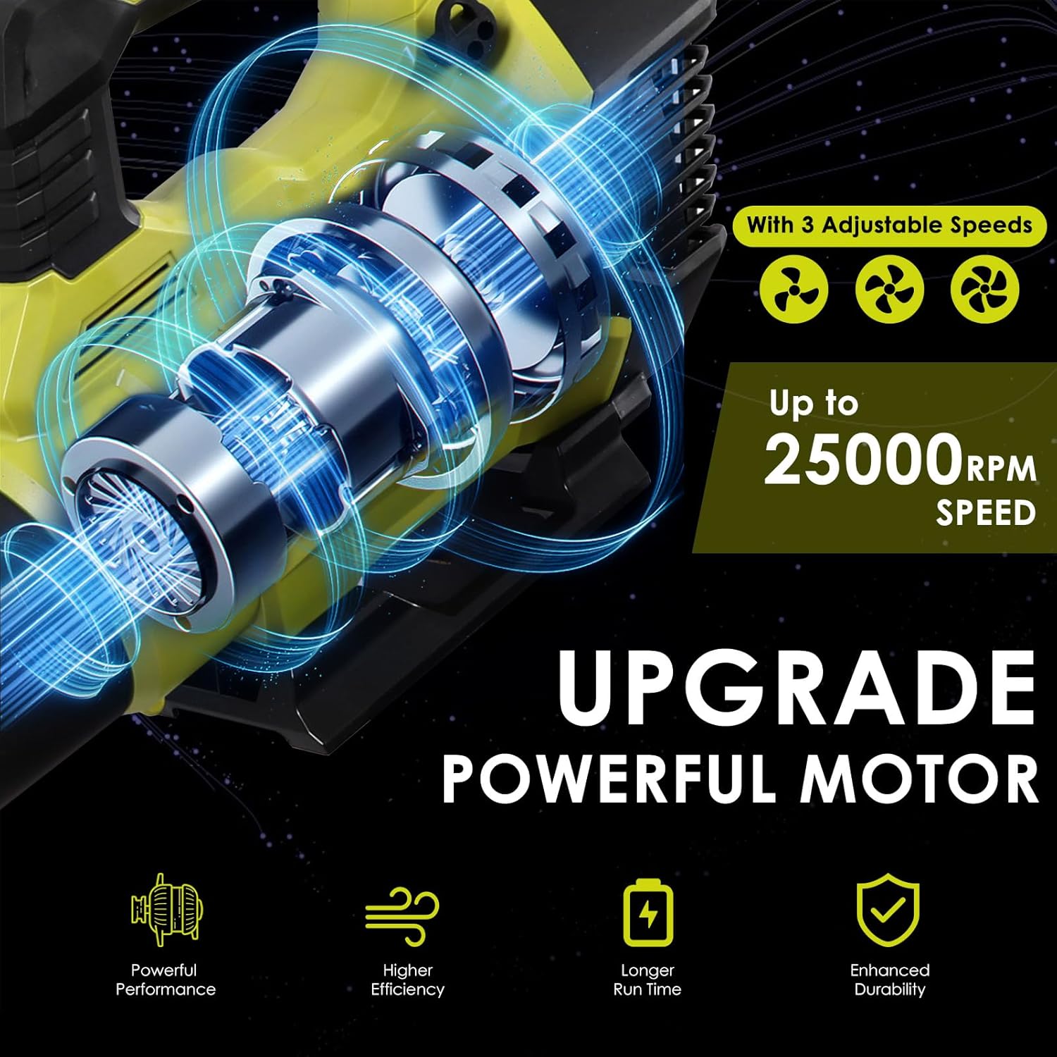 Leaf Blower Cordless with 2x4.0AH Batteries and Charger 650CFM 280MPH Electric Leaf Blower 2 Speed Mode Lightweight Battery Powered Leaf Blowers for Lawn Care Patio Garden Yard - Image 3