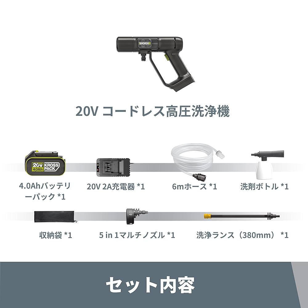 新品 WORX（ワークス）高圧洗浄機コードレス充電式18V（20VMax）ハンデ Amazon | WORX（ワークス）高圧洗浄機 コードレス 充電式 18V