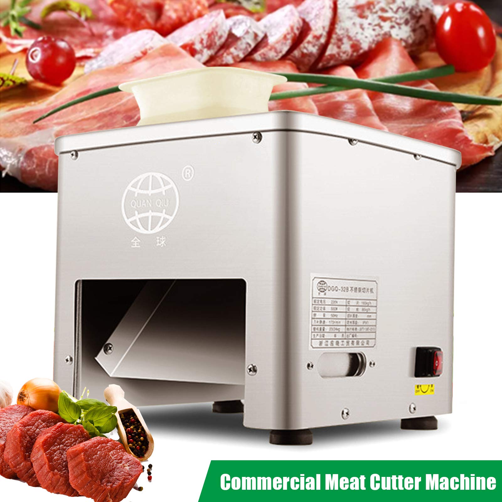 Commercial Meat Cutting Machine with 3 Cutiing Ways, 550W 353 Lbs/H Meat Slicer Shredded Cutting Machine, 3.5mm Blade Stainless Steel Restaurant Meat Shaver for Kitchen Supermarket Lamb Beef Chicken