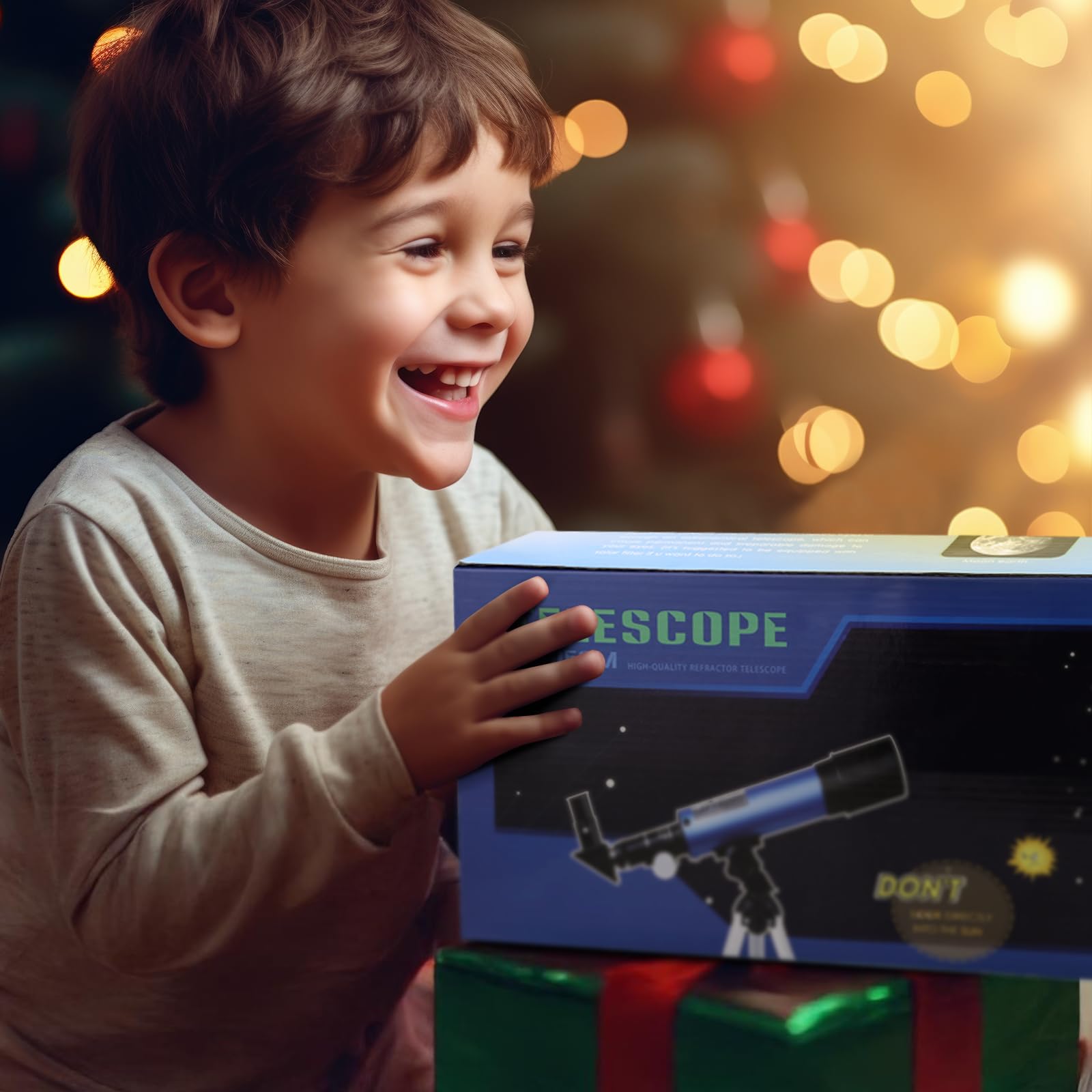 Cowiewie Telescopio para niños, telescopios al aire libre, astronomía espacial para principiantes, incluye dos oculares, refractor portátil con trípode de regalo