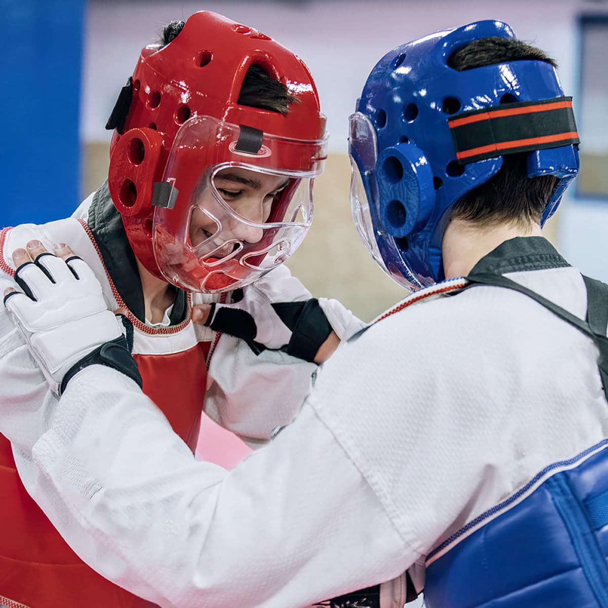 Protezione Viso Taekwondo 2 Pezzi in Plastica Temprata | Face Guard Removibile, Allenamento e Sparring, Leggero per Arti Marziali