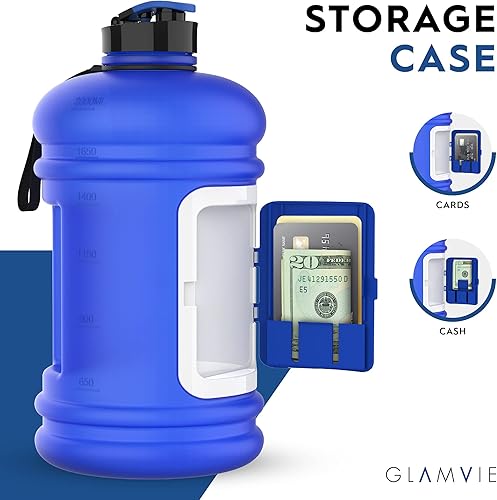 Miniatura 3 de Glamvie Botella de agua deportiva de 73 onzas con asa, jarra de agua reutilizable grande de 2.2 litros para deporte y fitness con estuche de