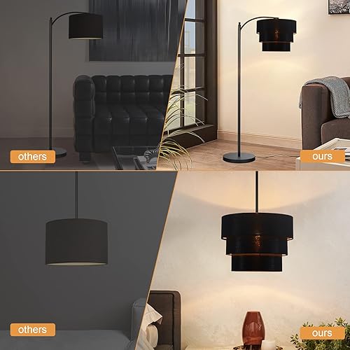 Miniatura 6 de EDISLIVE Pantalla de lámpara de lino de tambor de 3 niveles para lámpara colgante, lámpara de pie, lámpara de repuesto con clip en la bombilla