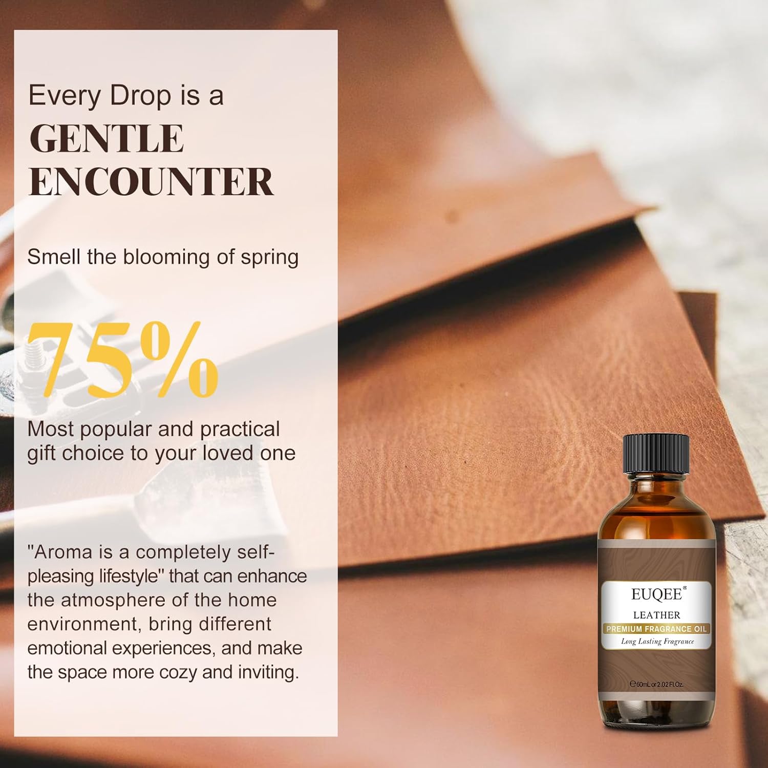 EUQEE Leather Fragrance Oils, 2.02 Fl oz/ 60ml Essential Oils for Diffuser, Candle Making, DIY Soap with Glass Dropper - Image 7