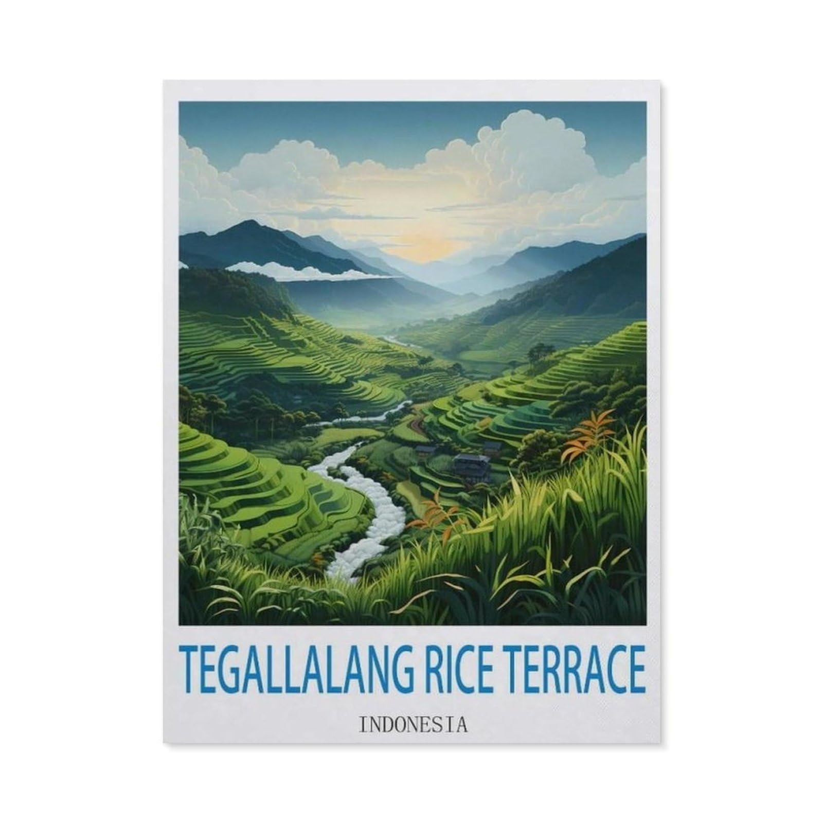 BEAYODKP DIY 5D Diamond Painting，Tegallalang Rice Terrace Indonesia