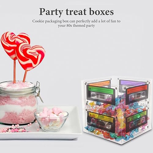 Miniatura 4 de Yardwe 5 cajas de cinta de casete para decoración de fiesta de los años 80, suministros de fiesta de música retro hip hop, pequeñas cajas de