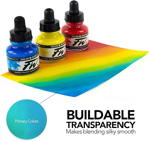 Miniatura 4 de Daler-Rowney FW - Botella de tinta acrílica, color amarillo fluorescente, tinta de dibujo acrílica versátil para artistas y estudiantes, tinta de