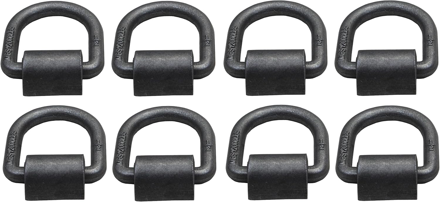 1/2 Inch 12000 LBS Heavy Duty Weld-On Forged D Ring for Trailers, Trucks, and Cargo Tie Downs(8 Pack)