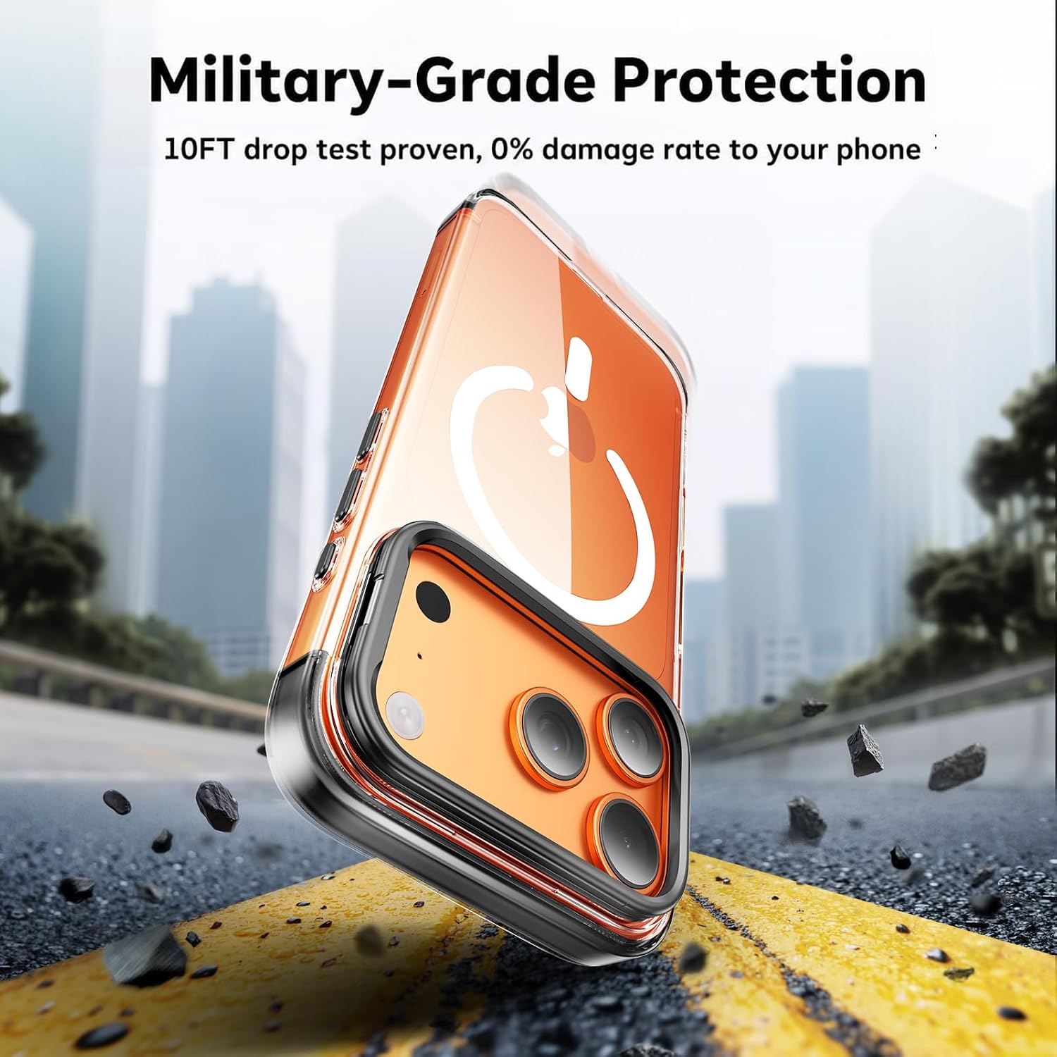 3 in 1 for iPhone 17 Pro Max Case, [1 Screen Protector & 1 Camera Lens Protector], 7X Military-Grade Drop Protection, Fits MagSafe, Tough, Rugged & Durable Heavy Duty, Black