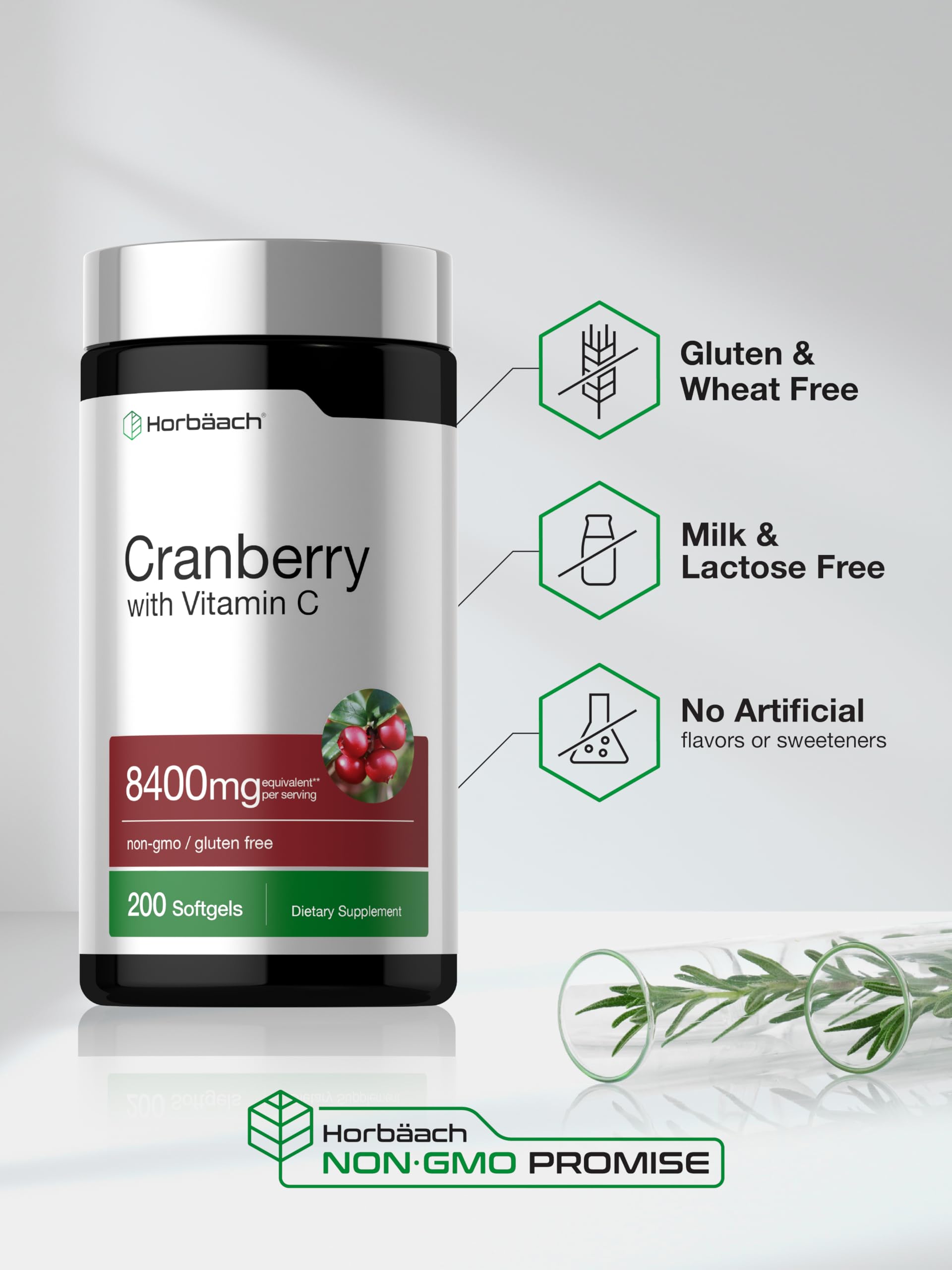 Horbäach Cranberry Pills for Women and Men | 200 Softgels — Amazon image 5