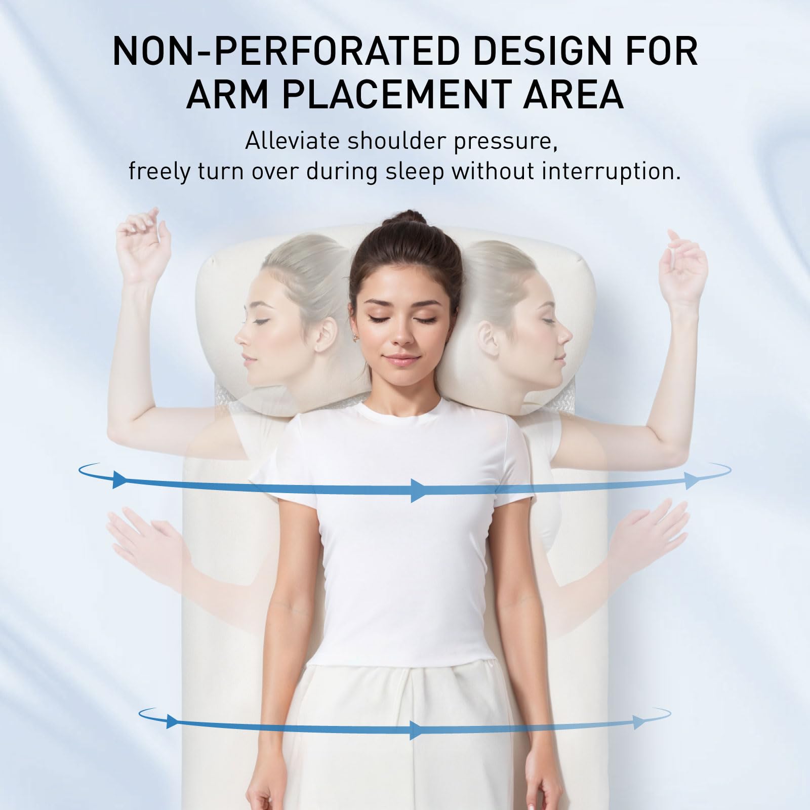 Almohada para dormir de lado con túnel de brazos, zona de apoyo para el alivio del dolor de hombros, sistema de almohada corporal para adultos, almohada ergonómica para dormir de lado (blanco)