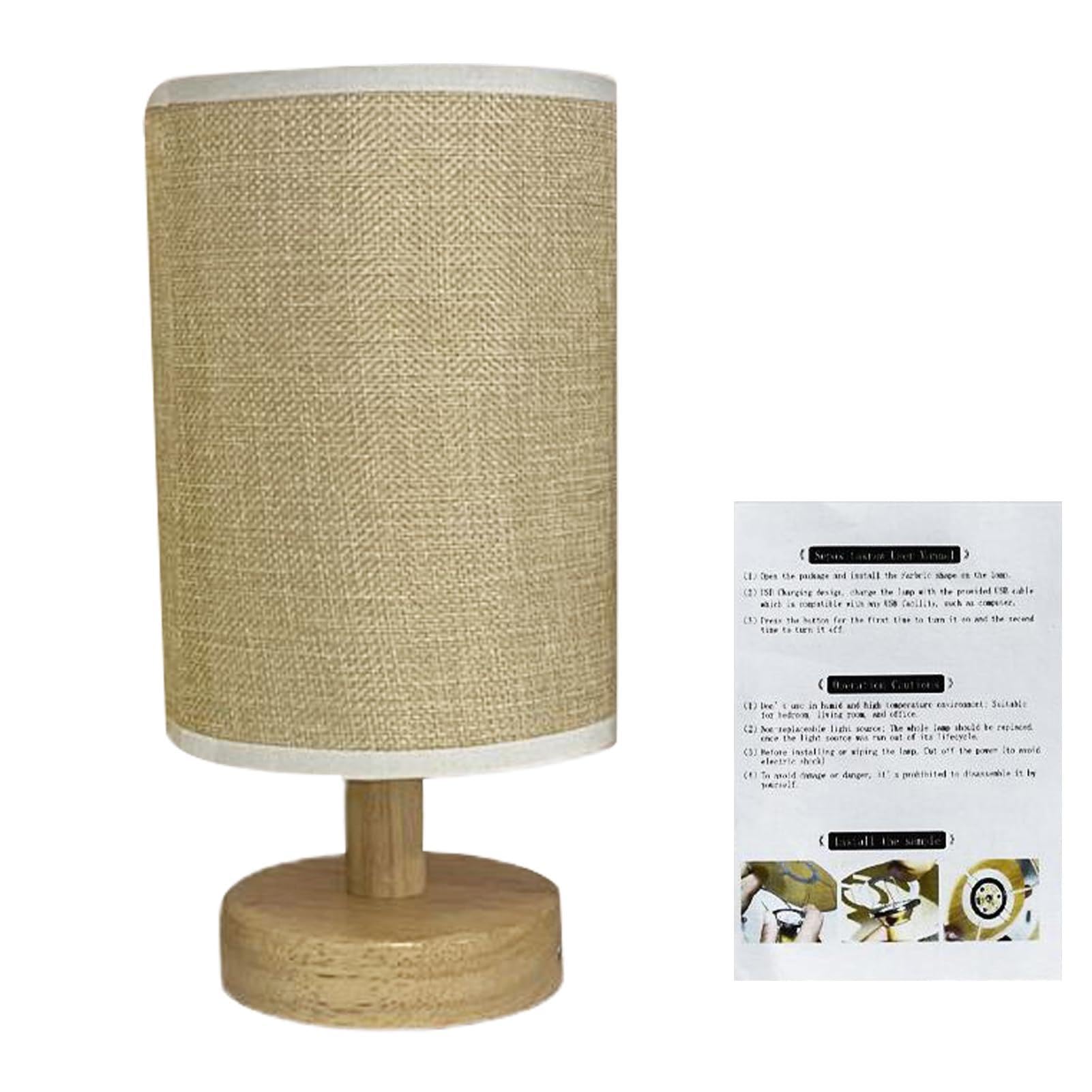 matumou Table Lamp USB Charging Energy-efficient Eye-protective Dimmable Nightstand Lamp with Round Base for Home Table Lamp