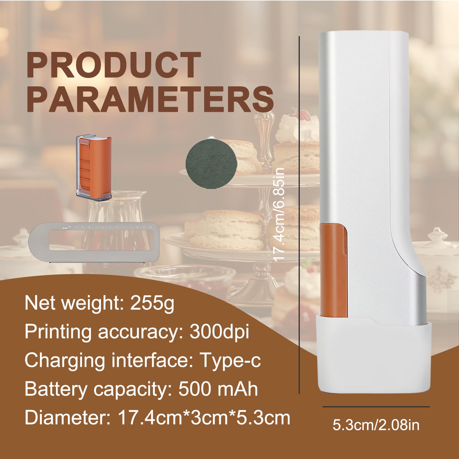 Impresora Comestible For Pasteles Y Galletas, Bolígrafo De Mano For Imprimir Alimentos Portátil Y Compacto For Café Cerveza Cócteles Galletas De Macarrón Bluetooth Hogar Pequeñas Tiendas(Black)