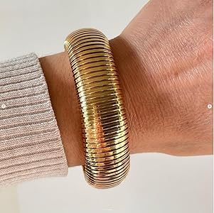 Amazon.com: Gold Chunky Bangle Stretch Bracelets for Women
