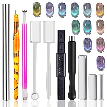 WOKOTO 10Pcs Nail Art Cat Eye Magnet For Nails Gel Polish Magnets Pens Cat Eye Nail Art Tools Gradient Ombre Design Magnetic Sticks For Women Nails Magnets For Magnetic Nail Polish Magnet