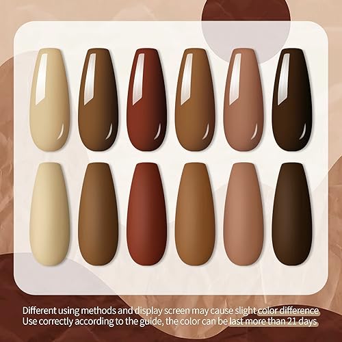 Miniatura 4 de UR SUGAR Juego de esmaltes de uñas de gel de otoño e invierno, 6 colores, marrón, caramelo, café, borgoña, rojo, caqui, kit de esmalte de uñas de