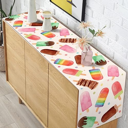 Miniatura 9 de Camino de mesa de paletas de verano con temática de helado, para cumpleaños, baby shower, fiesta, granja, cocina, comedor, decoración del hogar (13