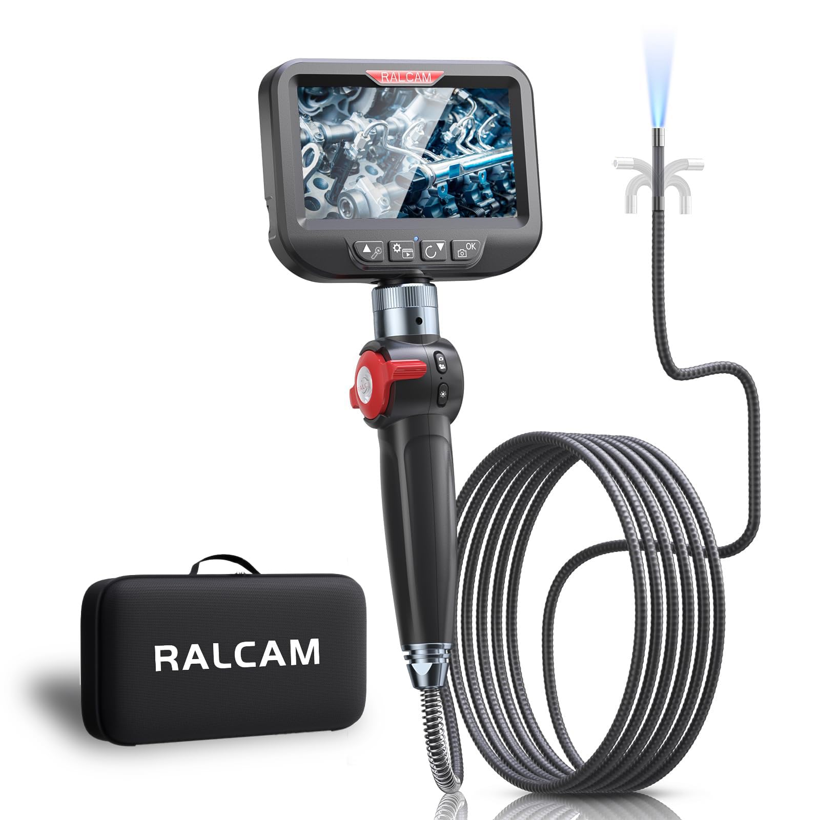 Ralcam Endoskopkamera mit Licht Endoscope Camera - Endoskop 8,5 mm Inspektionskamera 4,3" HD 1080P Rohrkamera, Kameras mit 6 LED, IP67 Wasserdicht Teleskopkamera Kfz Werkzeug (1,5M Halbstarre Kabel)