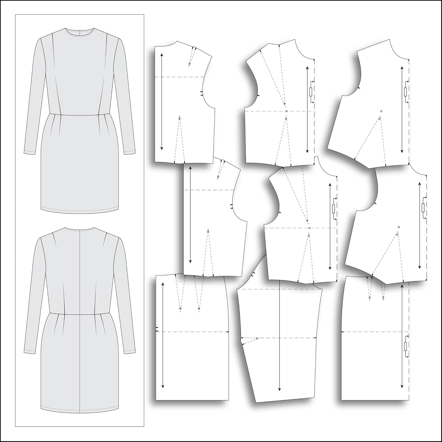 Basic Dress Pattern Blocks/Slopers for AlvaForm (Sizes 2-14) Printed Pattern