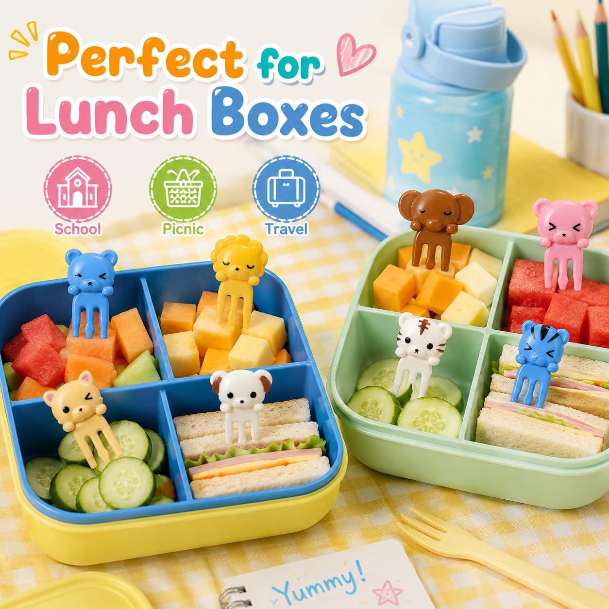 Mshine Animal Food Forks - Cute Kids Lunch Picks -5