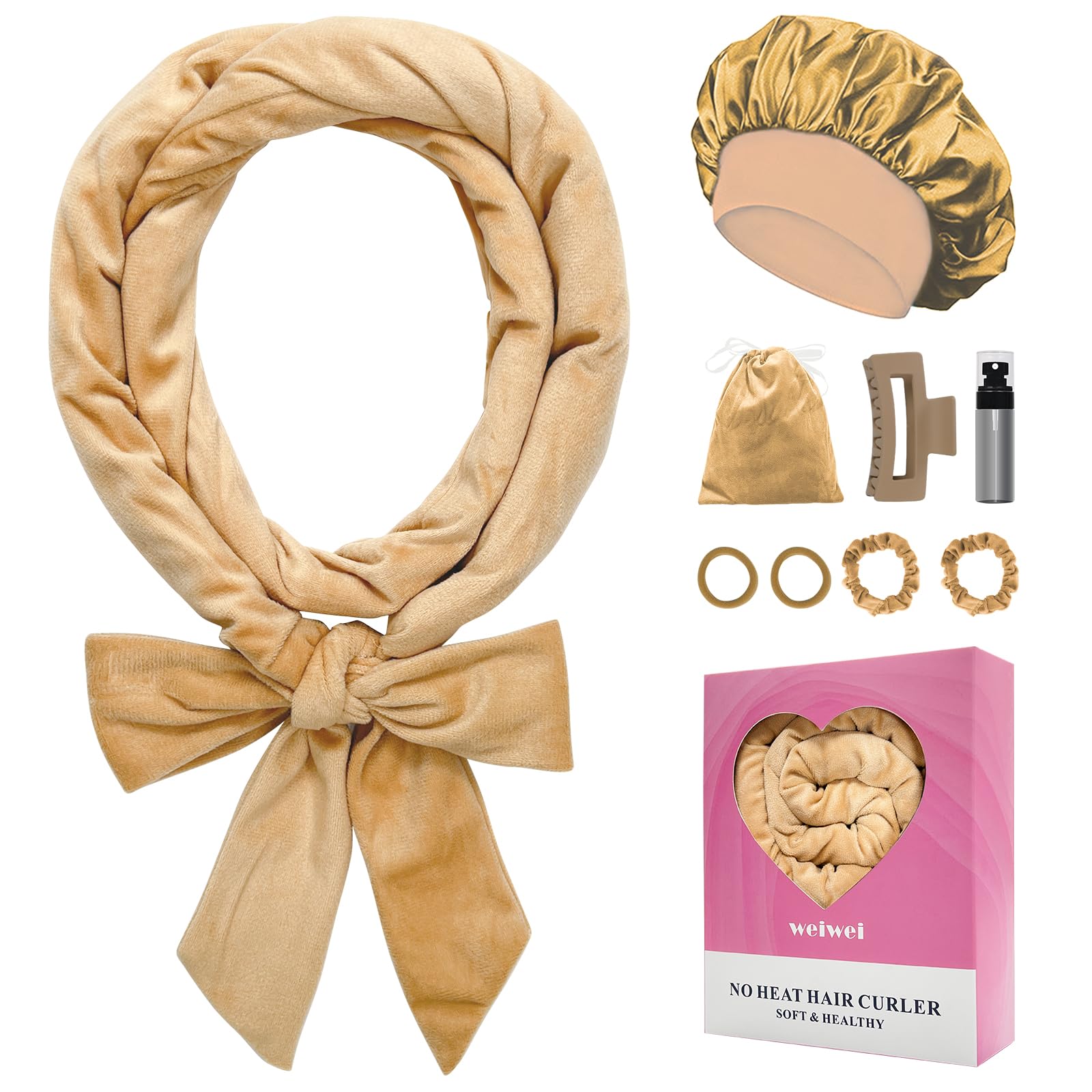 weiwei Lockenwickler Über Nacht, Samt Heatless Overnight Curls Band Locken ohne Hitze, 70