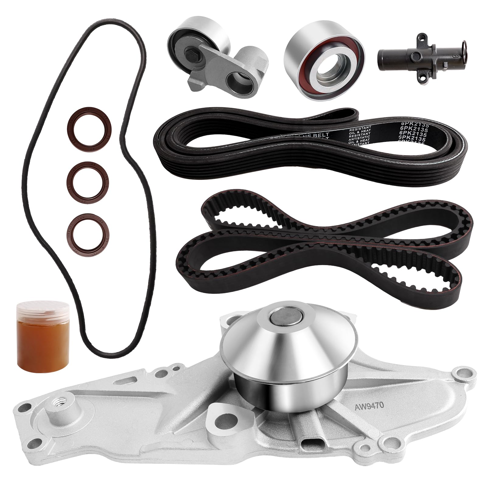 Photo 1 of ** does not come with the kit or any parts **
Timing Belt Kit with Water Pump Compatible with 2003-2018 Honda Accord,Odyssey Pilot Crosstour Ridgeline,Acura ZDX MDX TL TSX RDX RL,Saturn Vue 3.0L 3.2L 3.5L 3.7L V6,Replaces TCKWP329 TKH-002