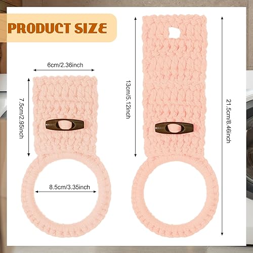 Miniatura 2 de Hoolerry 8 toallas de cocina colgantes con anillo de ganchillo, soporte para toallas de cocina colgantes con botón de bucle para puerta de estufa de