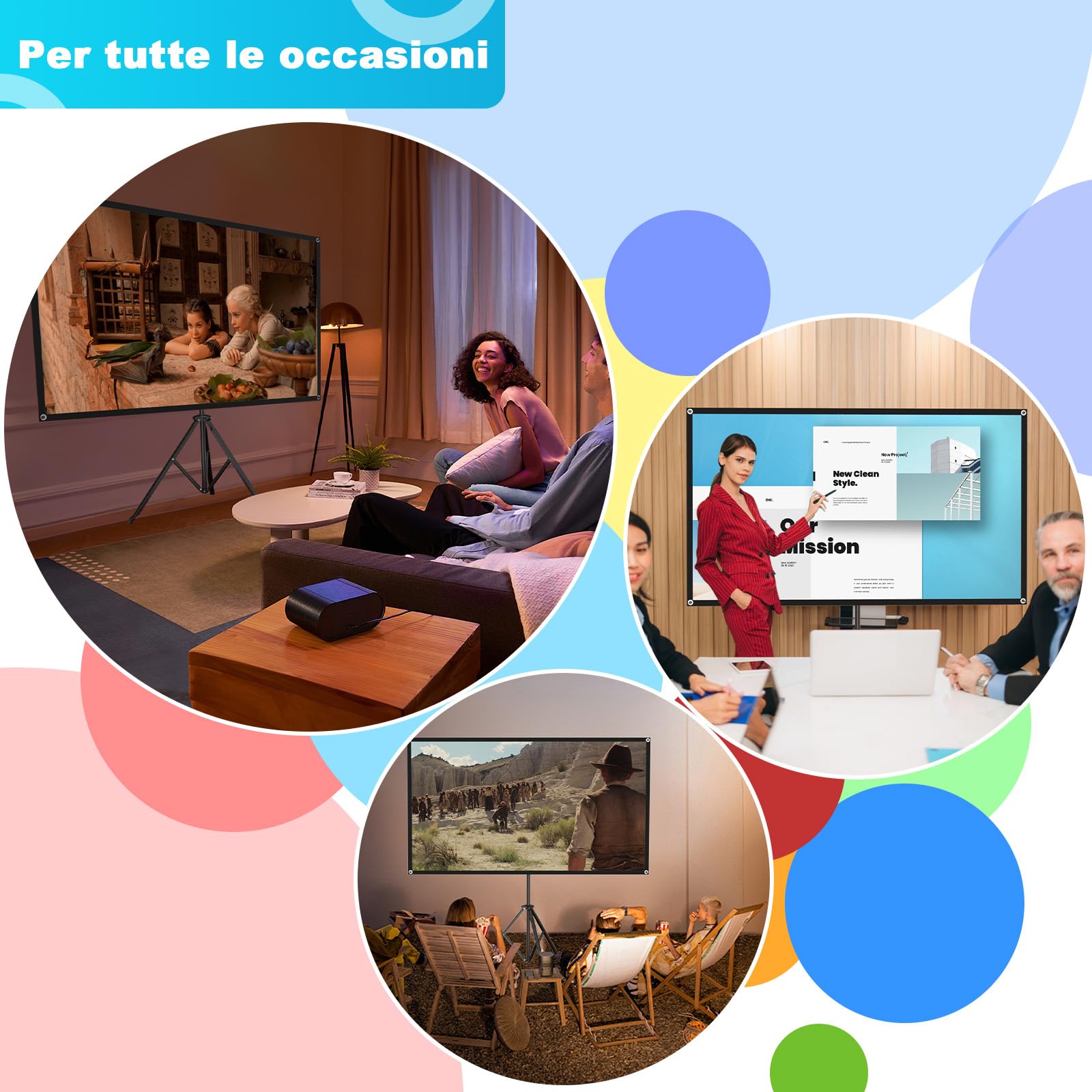 VISULAPEX 80"ALR Schermo per Proiettore con Treppiede, 16:9 Telo Proiettore Portatile Leggero Perfetta per Teatro Domestico, il Cinema All'aperto e Altre Attività di Intrattenimento