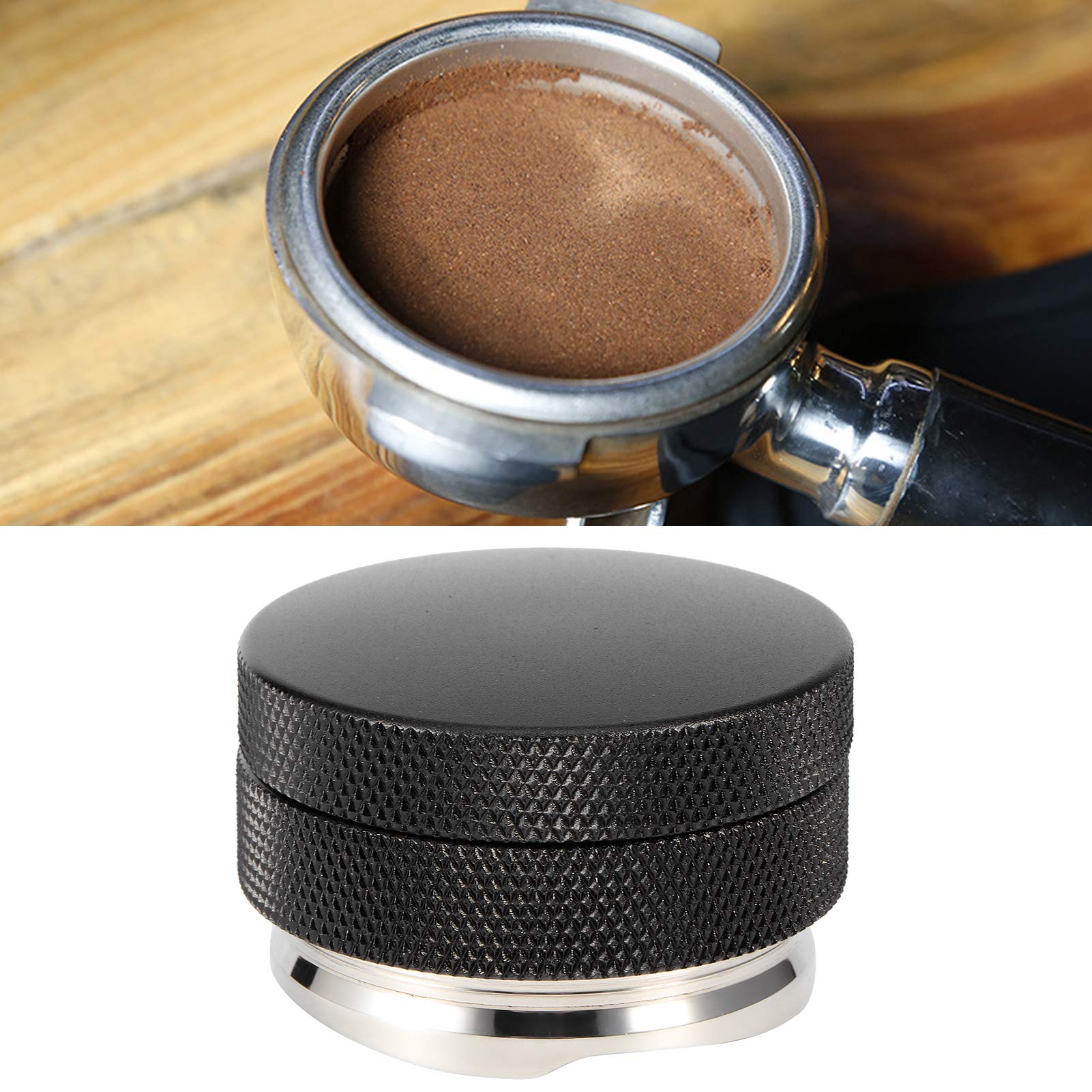 Pressino caffè Distributore Livellatore Strumento professionale in acciaio inossidabile Altezza regolabile Filettatura antiscivolo Design ergonomico per Espresso Uso domestico (58mm [Base a quattro
