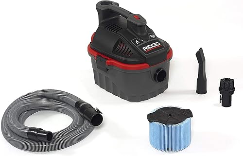 Ridgid 50313 4000 rv Portable Wet Dry aspiradora, 4-Gallon Small Wet Dry Vac con 5,0 Pico HP Motor, Pro  Manguera, asa ergonómica, cable, puerto