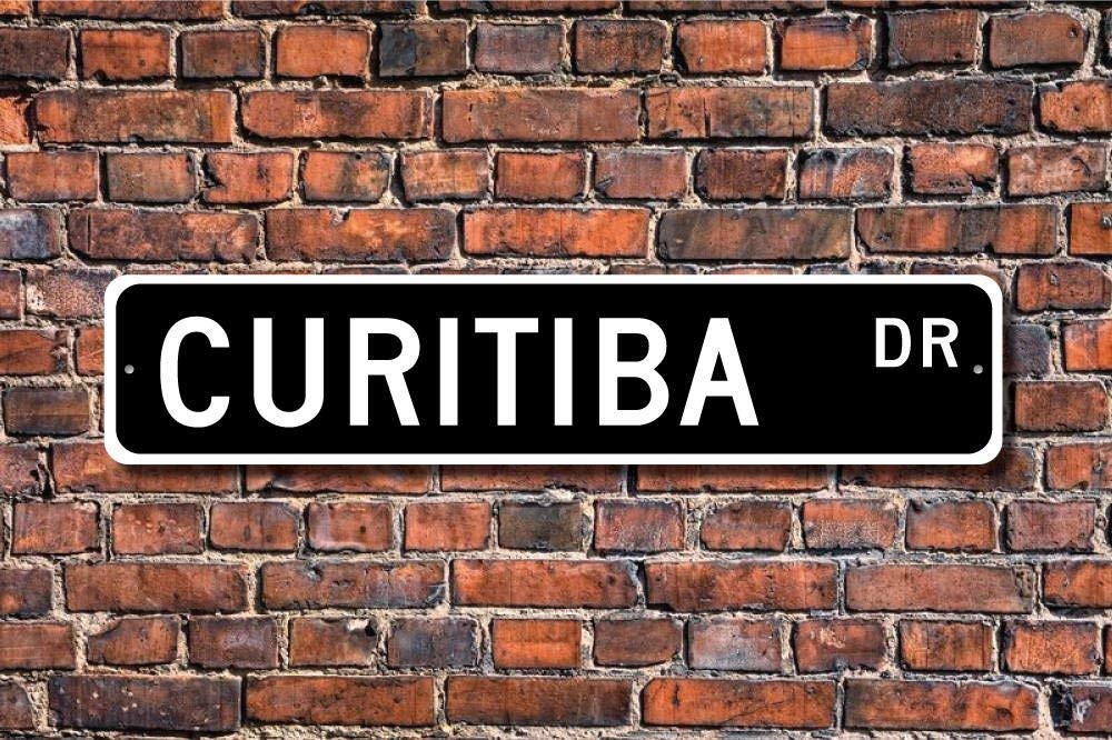 Tnnd Curitiba Gift Sign Curitiba Visitor Souvenir Native Brazil City Metal Sign For Outdoor Indoor Use Yard Fence Street Sign 4X16 Inches