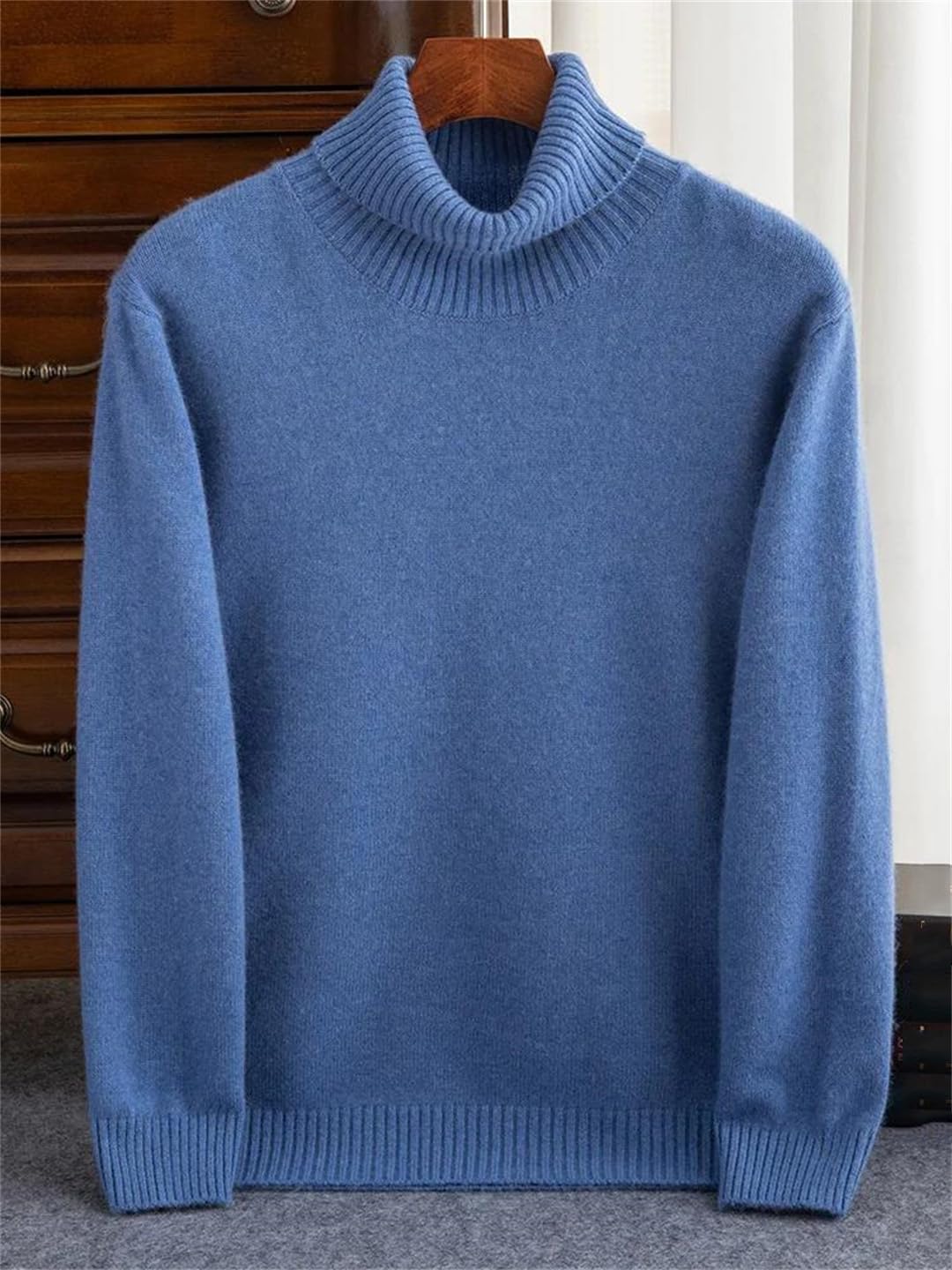 Maglione da uomo a collo alto invernale caldo tinta unita maglieria Pullover