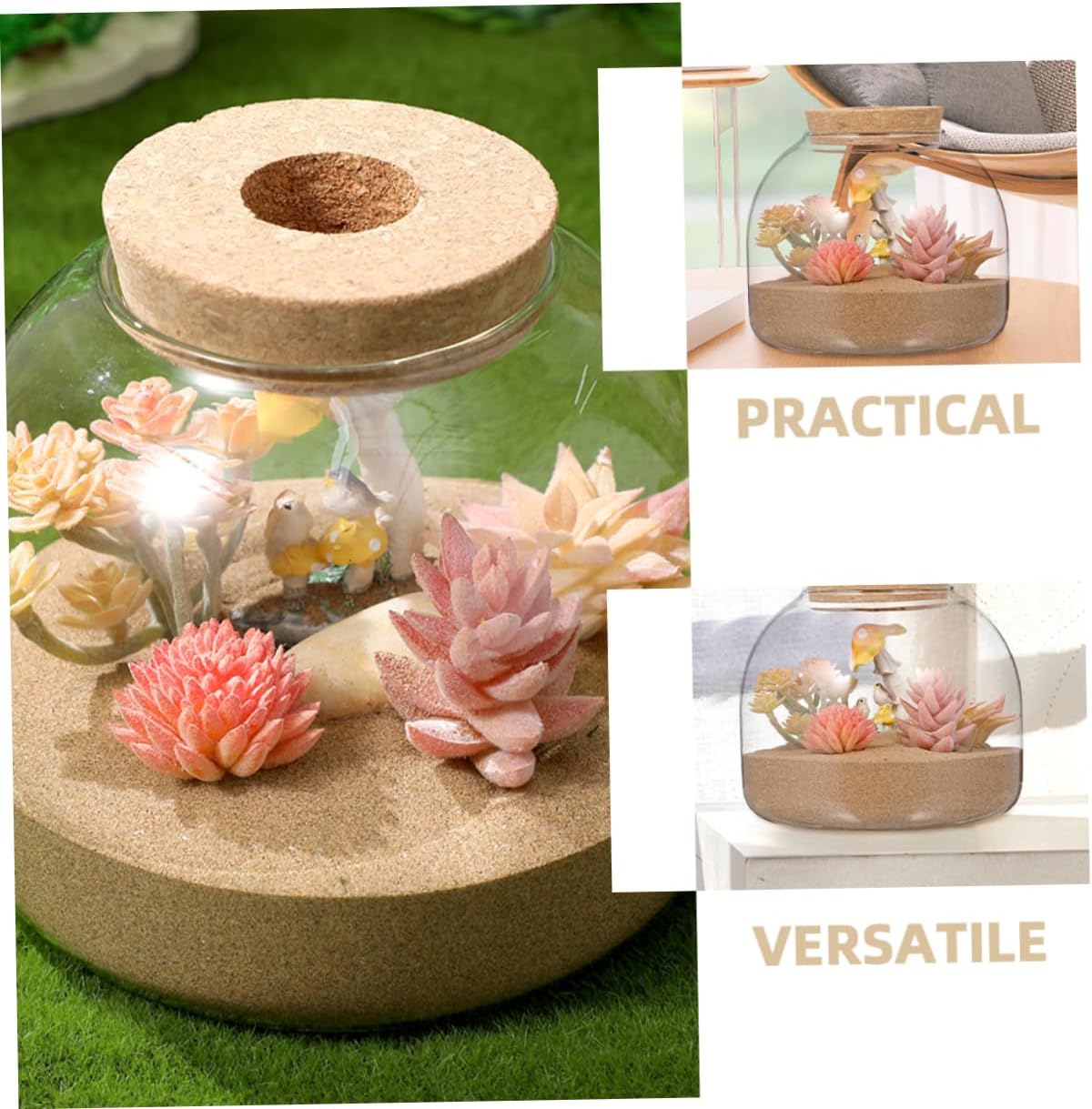 2pcs Landscape Glass Terrarium Bottle with Cork Stopper Stylish Moss Plant Decor for Indoor Gardening Easy Maintenance Decorative Glass Jar for Plants and Landscapes