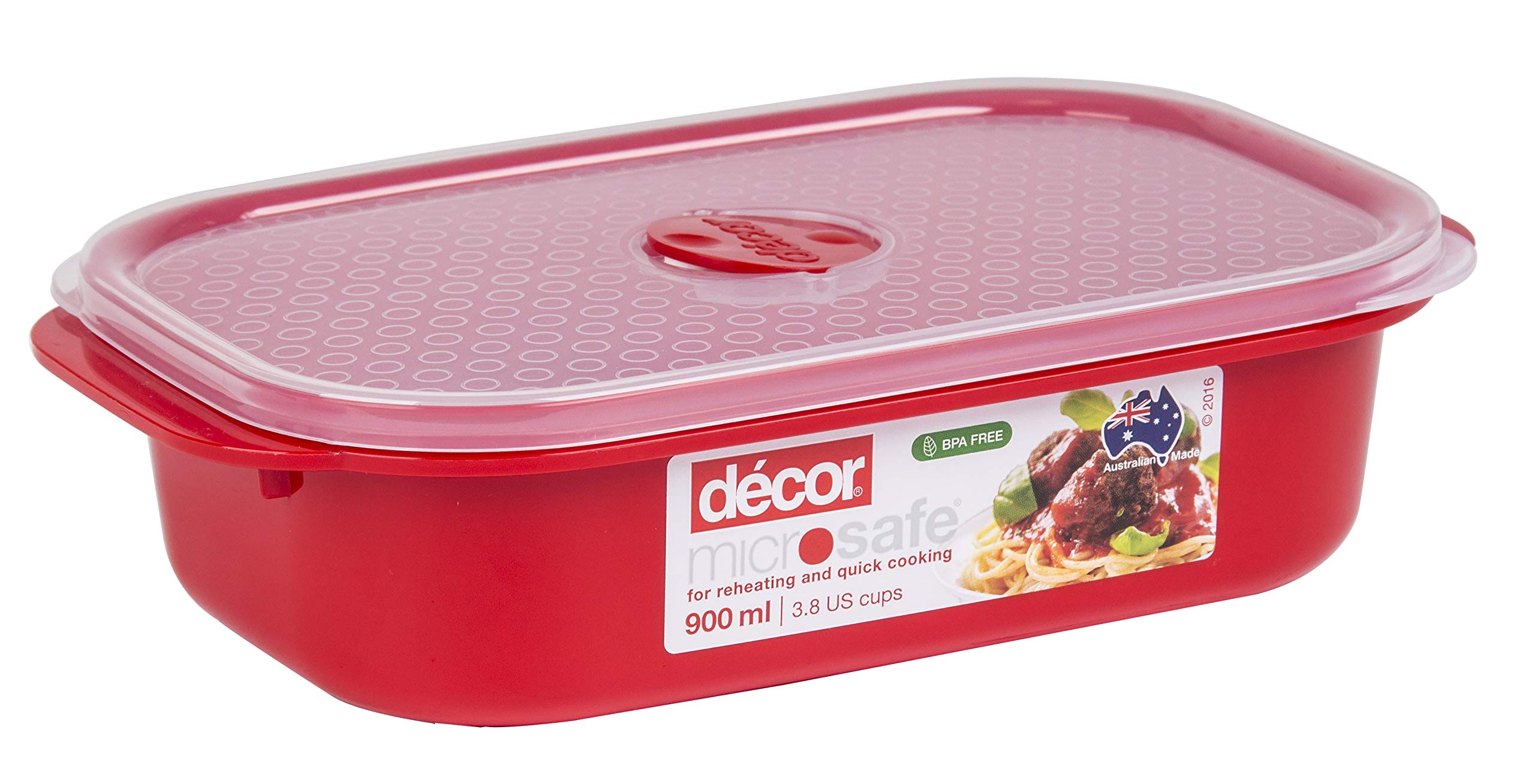 Decor Microsafe Microwaveable Container 30.4 oz Red
