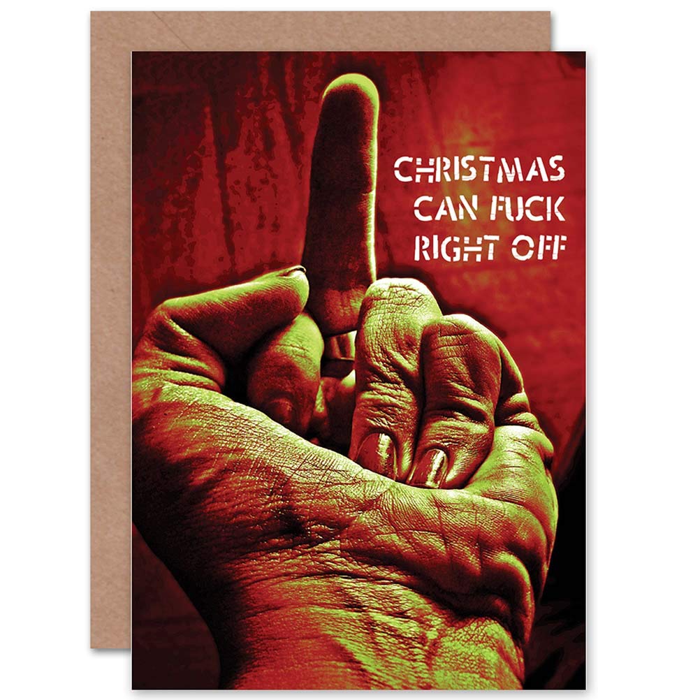 Wee Blue Coo Alternative Christmas Xmas Bird Finger Adult Humour Sealed Greeting Card Plus Envelope Blank inside