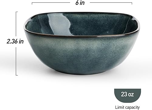 Miniatura 2 de famiware Juego de 6 cuencos para cereales, cuencos de sopa redondos de 6 pulgadas, cuencos para servir arroz de 23 onzas, juego de cuencos de cocina