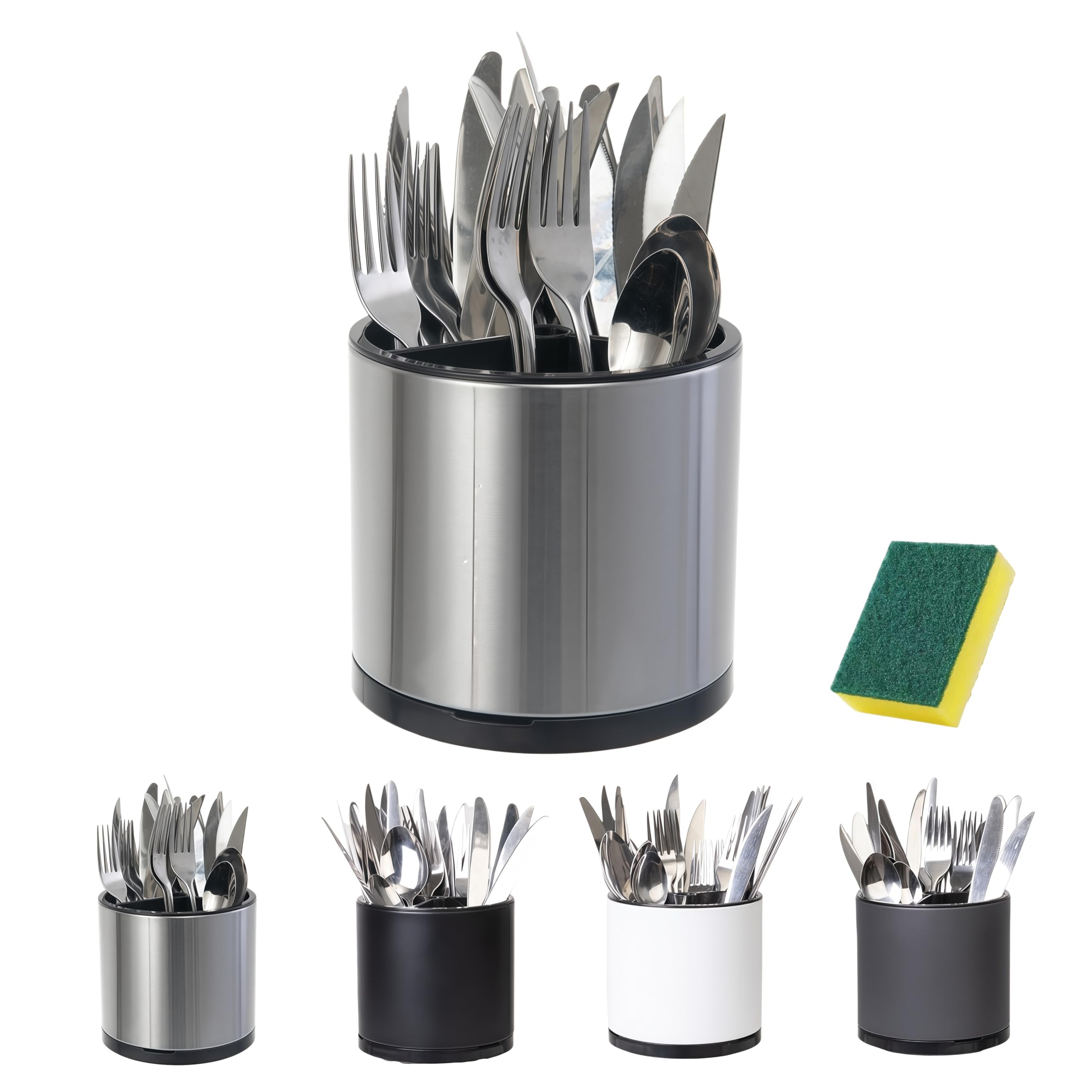 LIBODOUR Utensil Holder,Kitchen Utensil Holder For Counter,Rotating Silverware Organizer Cooking Flatware Spoon Spatula Tool Cutlery Container