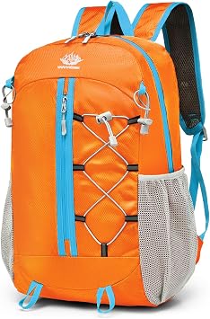 flintronic Lightweight Hiking Backpack, 30L Foldable Waterproof Rucksack, Back Pack Rucksack for Men Women Kids, Walking Backpack for Outdoor Sports, Hiking, Travelling, Camping, Orange