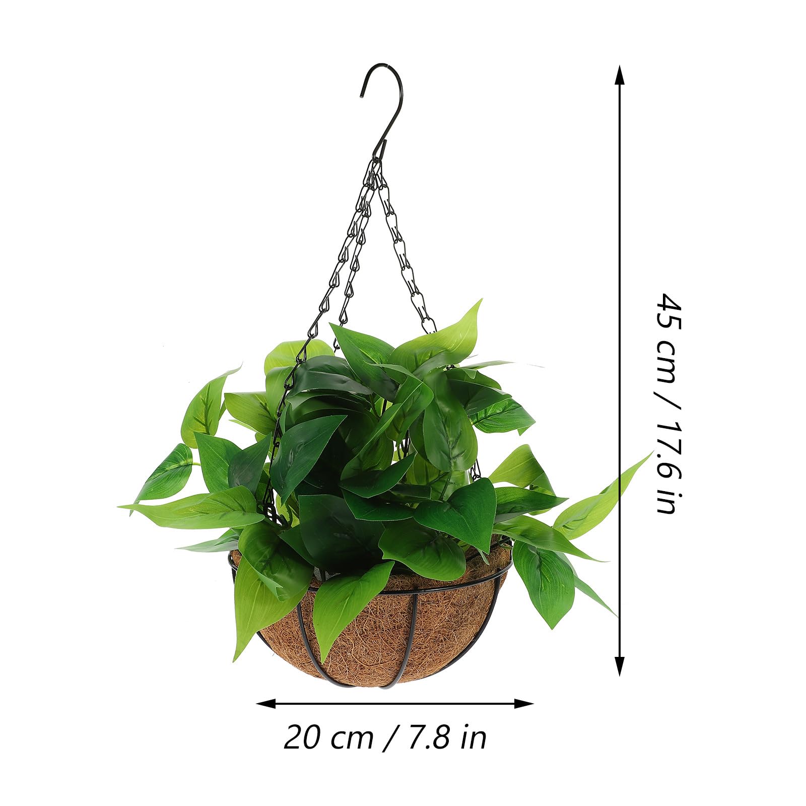 Tofficu Epipremnum Aureum Artificiale Sospeso con Cesto in Fibra di Cocco, Pianta Finta Decorativa per Casa e Ufficio, Ornamento Vegetale per Interni, Piante Artificiali Sospese
