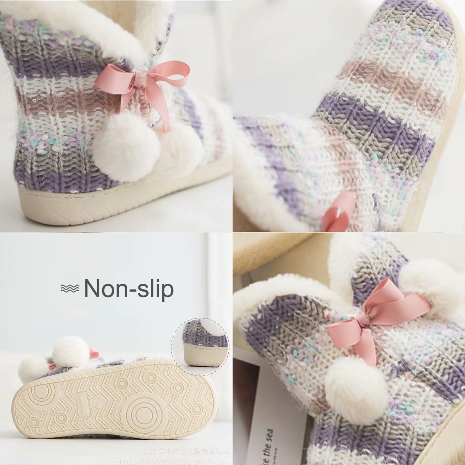 Botas de invierno con forro de felpa de punto para mujer, de espuma viscoelástica, para interiores y exteriores