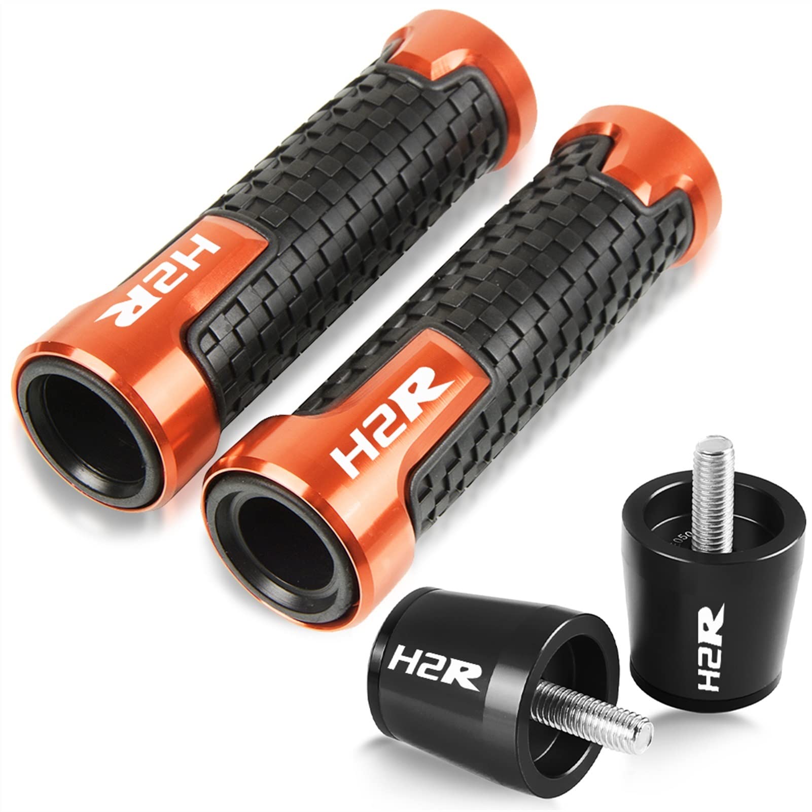 Poignées antidérapantes Kawasaki H2 2015-2019 embout de guidon 22mm orange
