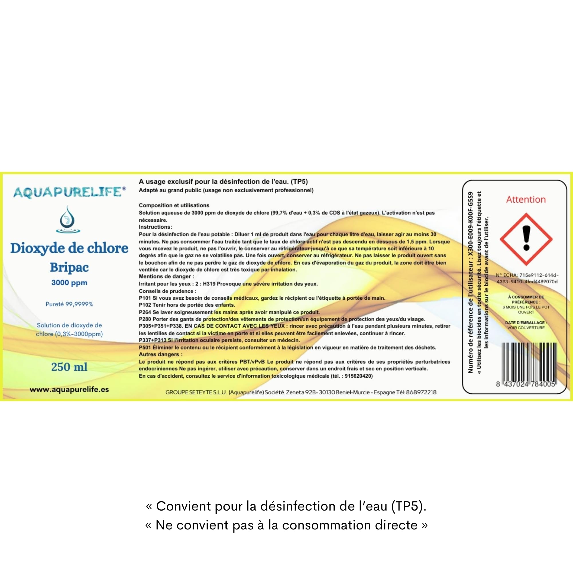 CDS/CDL 250 ML - 3000 ppm - CDS -Activé 0,3% - Fabrication récente - Récipient en Verre ambré