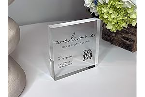 Personalized WiFi Password Sign, Guest WiFi Acrylic Block with Scannable QR Code...
