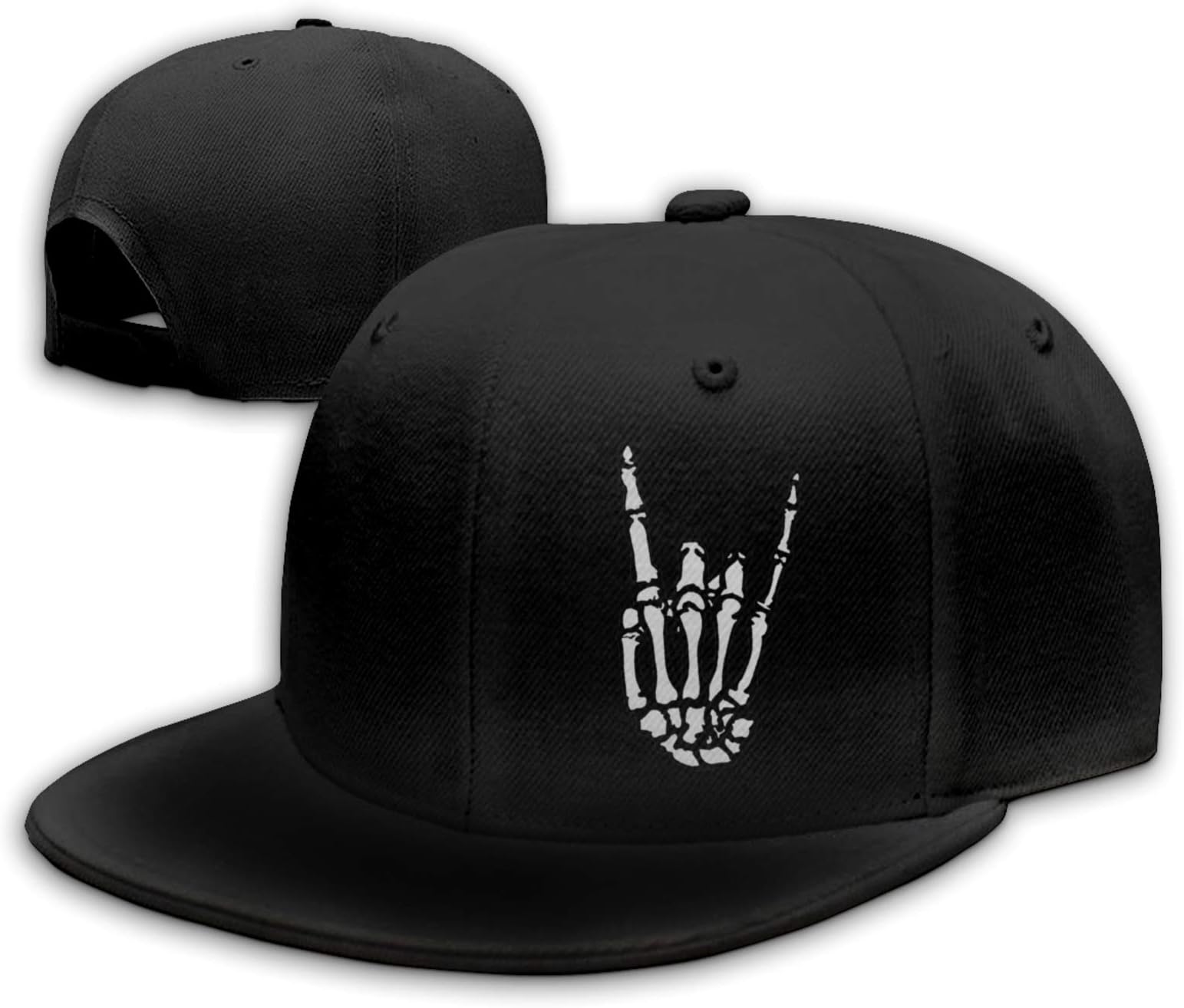 Cool Rock Roll Skeleton Hand Flat Bill Hats Snapback Hat Baseball Cap Black Snapback Hats for Men Adjustable