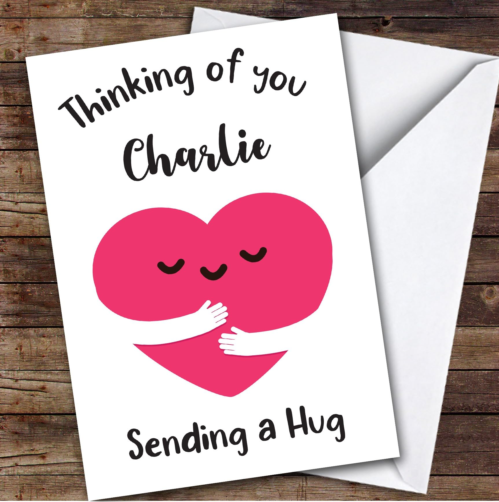Personalised Thinking Of You Card For Anyone Heart Hug | Custom Greetings Card For Thinking Of You Any Text Inside & Out