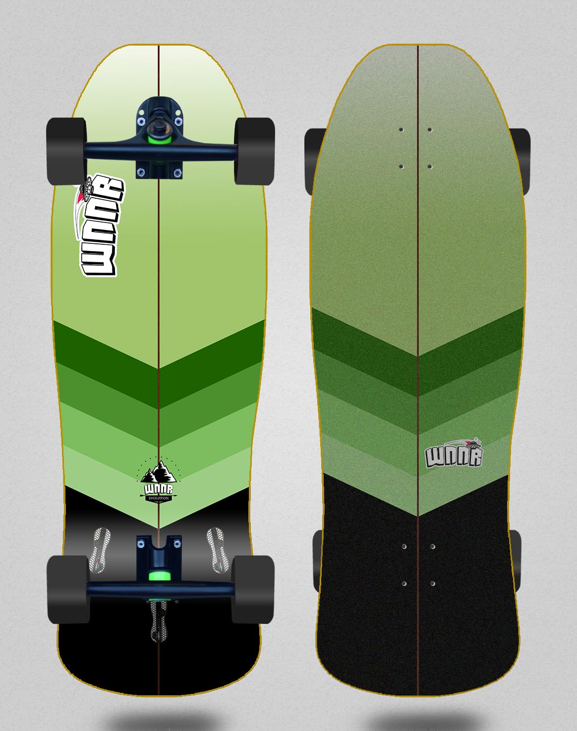 Wnnr Cruiser Skateboard Complete Trucks 180 mm - Nothern Lights Nuke 9.375 x 31,5