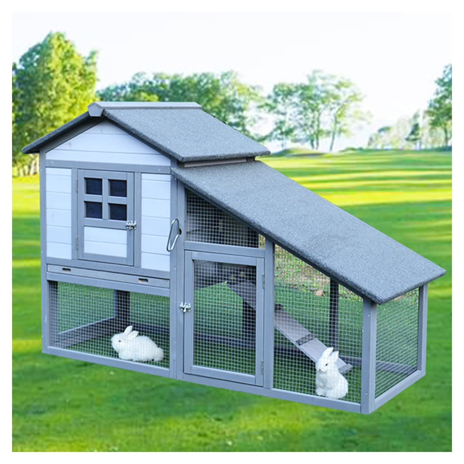 Buy Two Floors Indoor Bunny Hutch, 60 In Rabbit Hutch Outdoor On Run