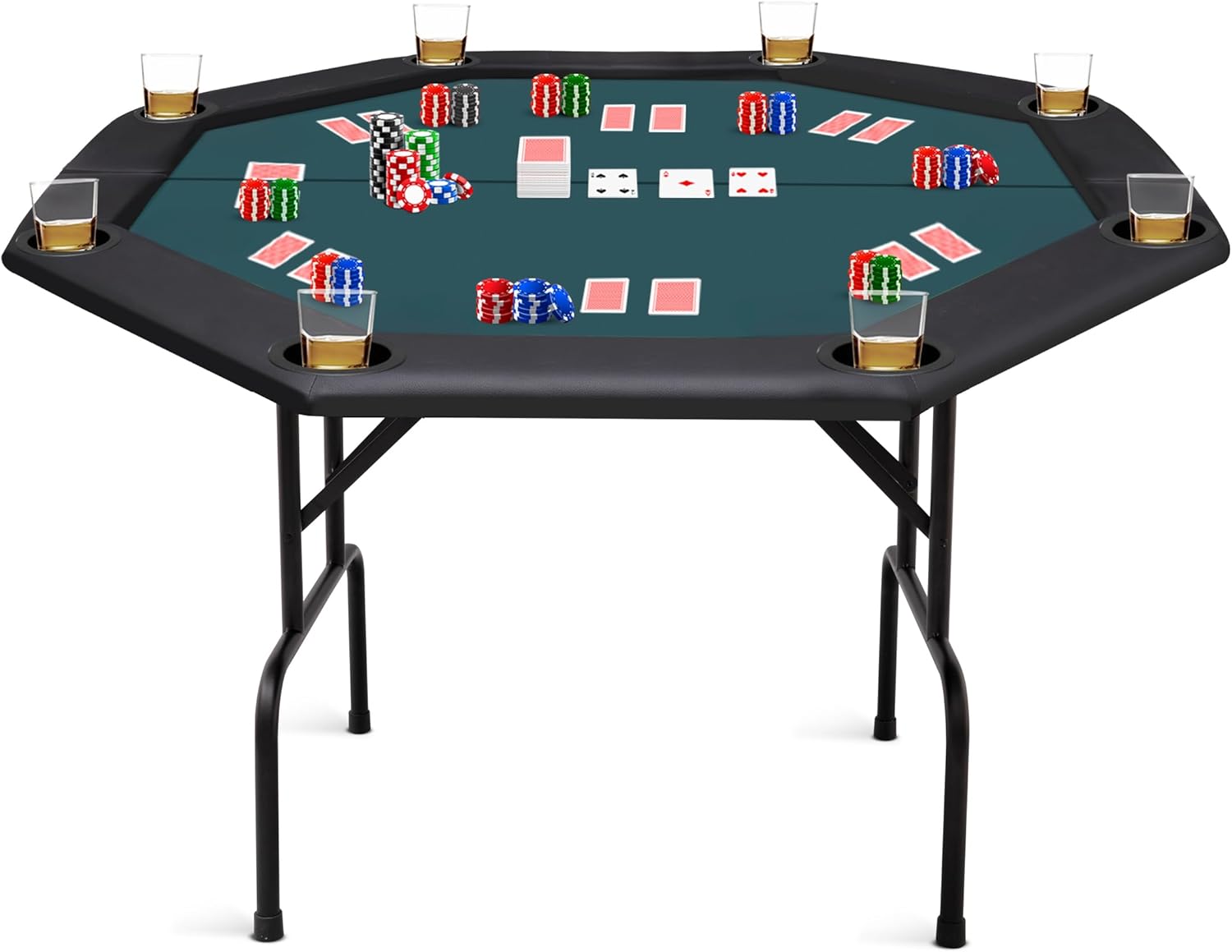poker table foldable texas holdem poker table portable with folding legs for card game and casino gambling 8 player octagon