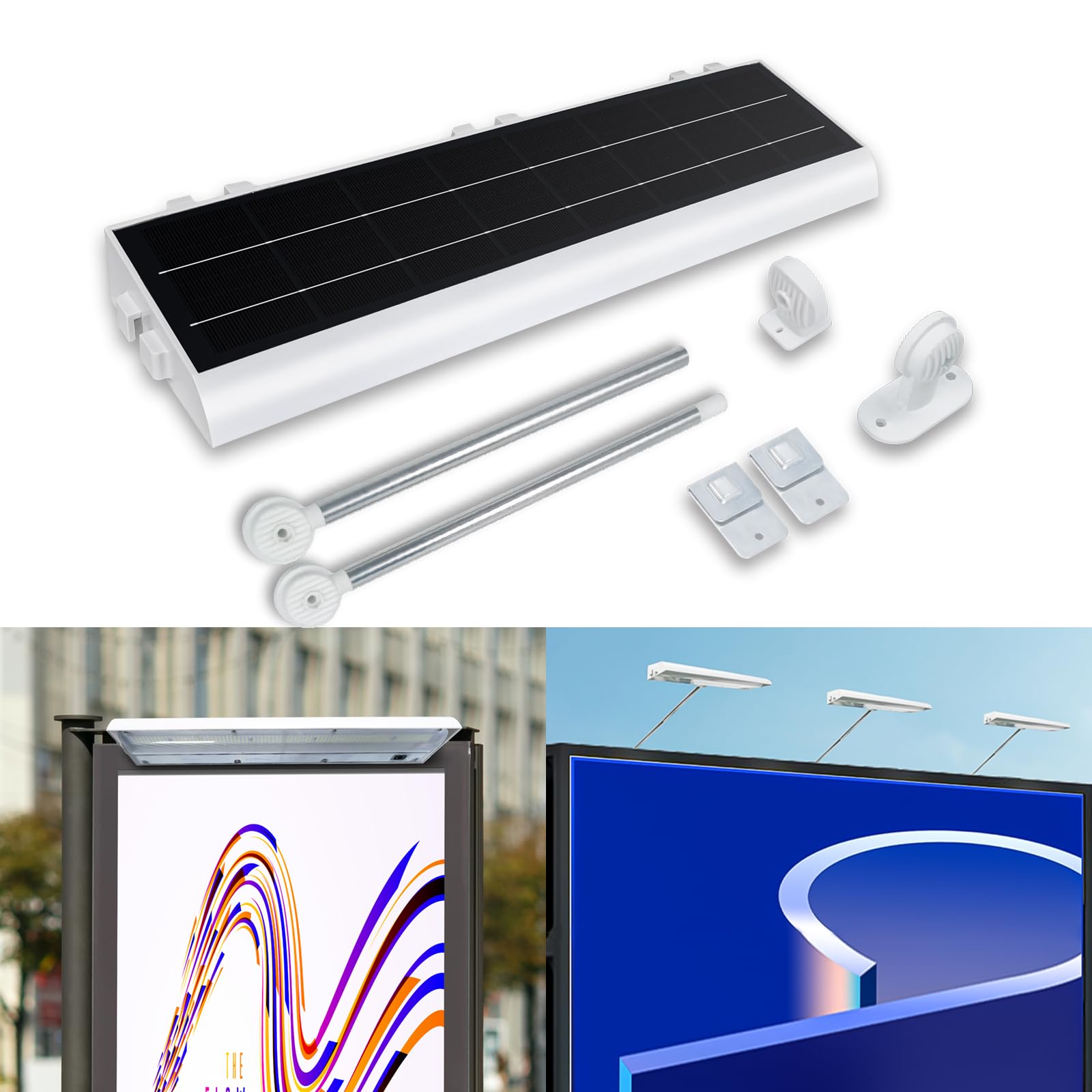 Solar Sign Lights Outdoor, 232 Led 1200 Lumen Solar Sign Waterproof Light, 8000 mAh Billboard Lighting for Bussiness, Real Estate, Barn, Garage, Shop, Bus Stop, HOA, Highway Signs, Small Supermarket