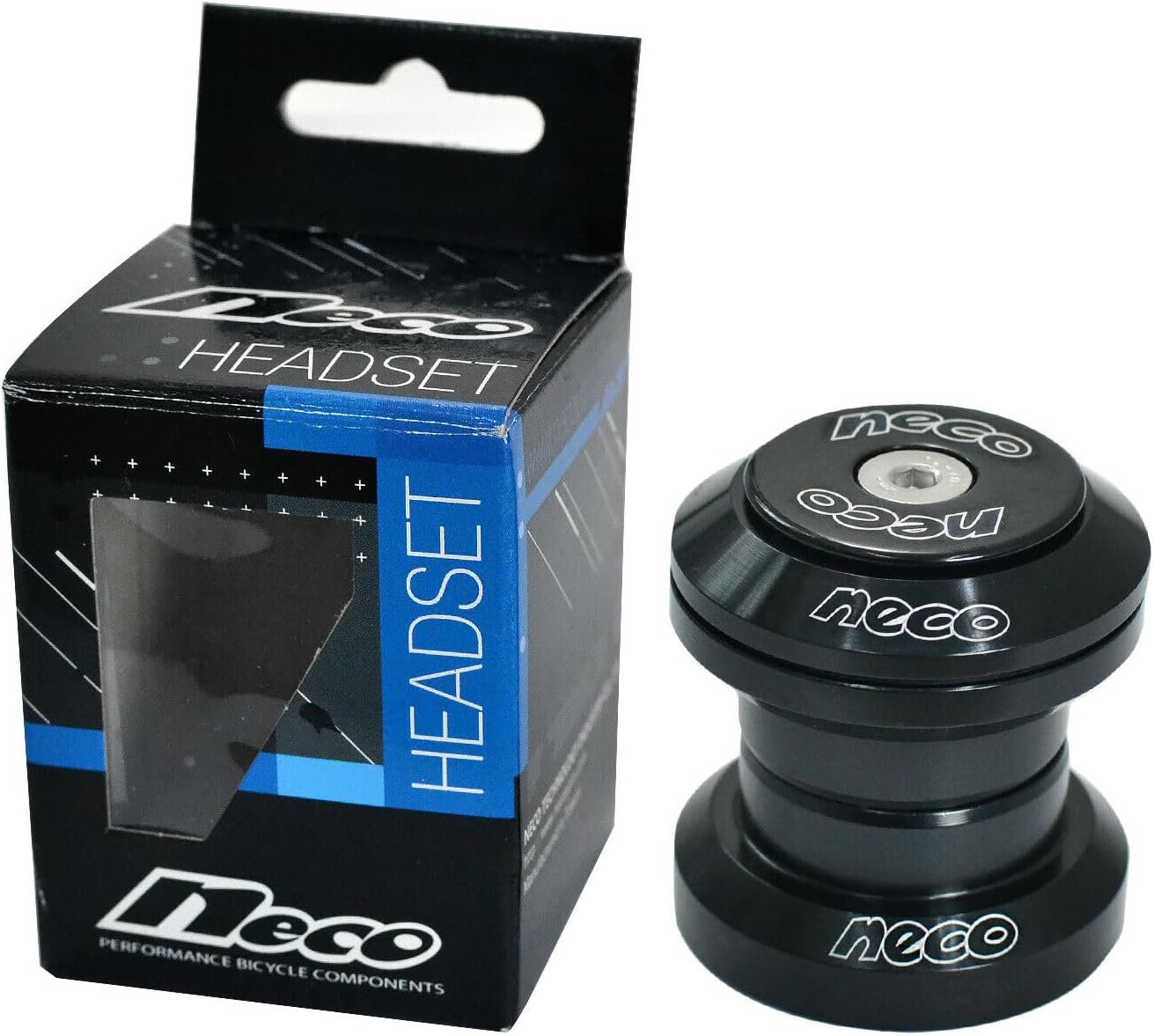 NECO 1-1/8" CNC Alloy Threadless MTB Road Headset with Top Cap, Black, NC2860
